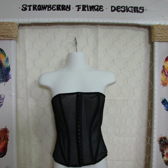 Leg Ave Black Lycra Nylon Mesh Corset Sheer NWT - Picture 3 of 9